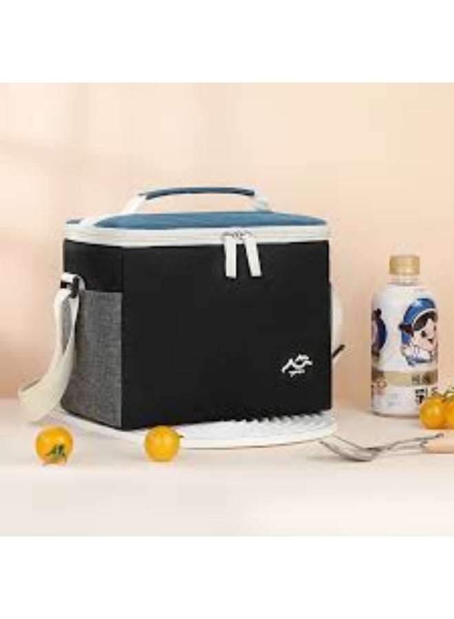 Insulated Lunch Bag for Travel – Multi-Purpose Storage Bag with Adjustable Strap for Office, Work, and Outdoor Activities – Black - Image 1