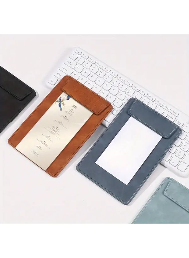 Denim Blue Leather Menu Holder for Restaurant Cafe Order Bill Clip - Image 1