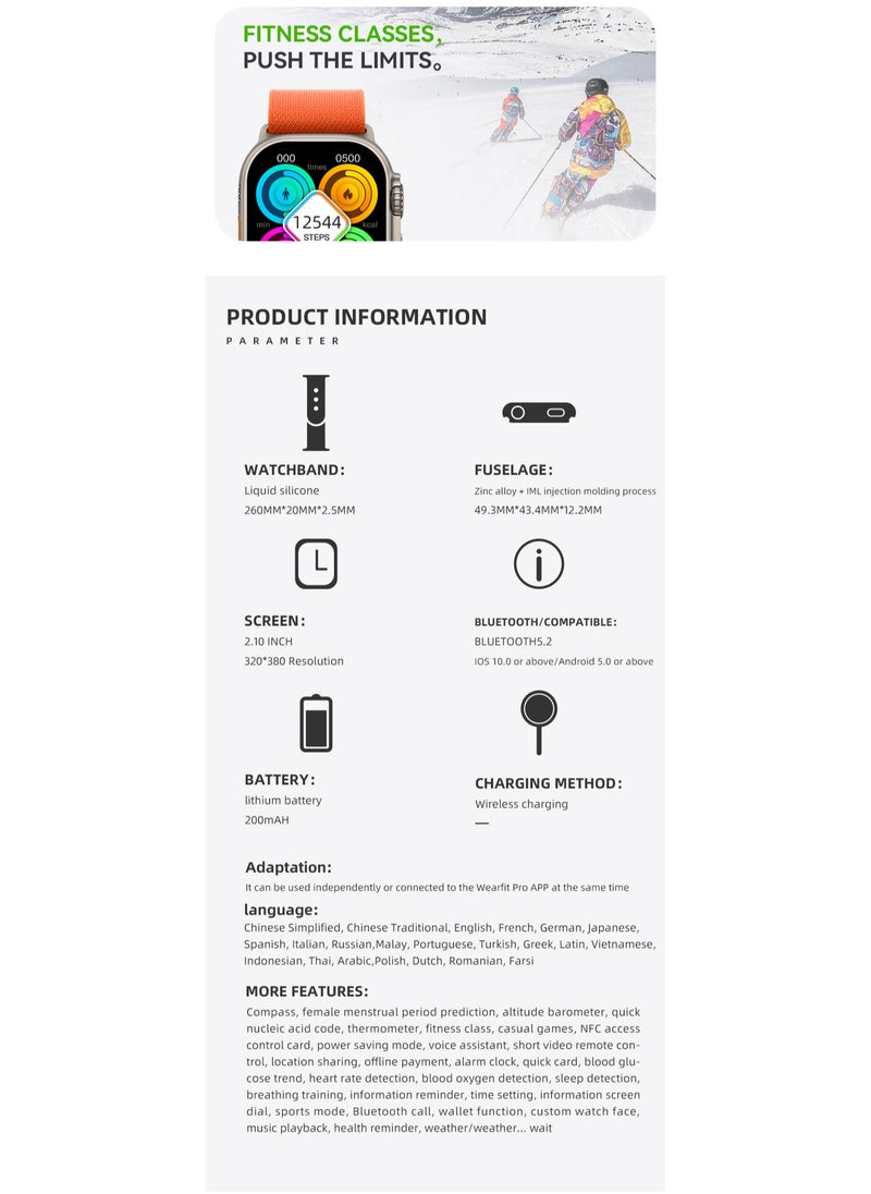 AROAQ - 200 mAh Long Battery HW68 Ultra Smartwatch Wireless Charging Large Display Waterproof Bluetooth Full Touchscreen Smart Watch - Image 1