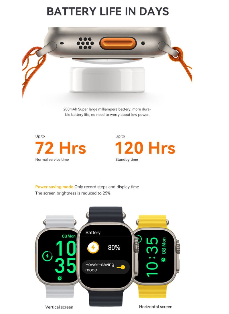 AROAQ - 200 mAh Long Battery HW68 Ultra Smartwatch Wireless Charging Large Display Waterproof Bluetooth Full Touchscreen Smart Watch - Image 1