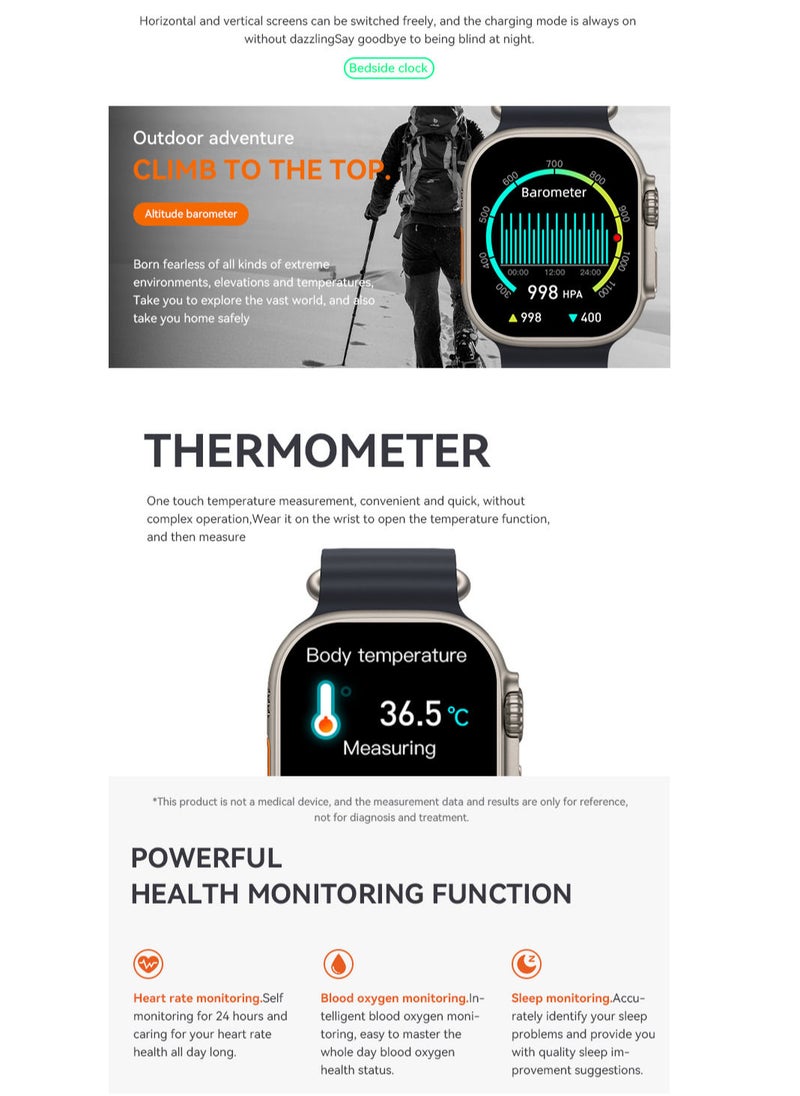 AROAQ - 200 mAh Long Battery HW68 Ultra Smartwatch Wireless Charging Large Display Waterproof Bluetooth Full Touchscreen Smart Watch - Image 1