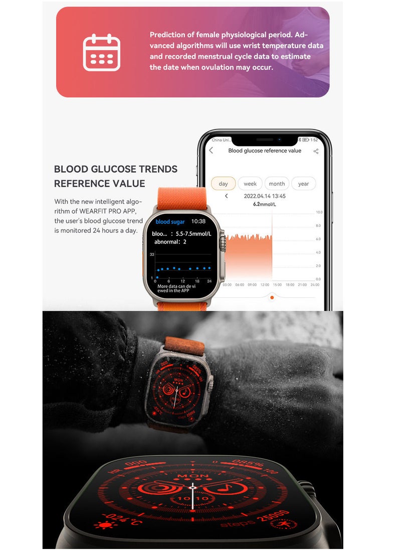 AROAQ - 200 mAh Long Battery HW68 Ultra Smartwatch Wireless Charging Large Display Waterproof Bluetooth Full Touchscreen Smart Watch - Image 1