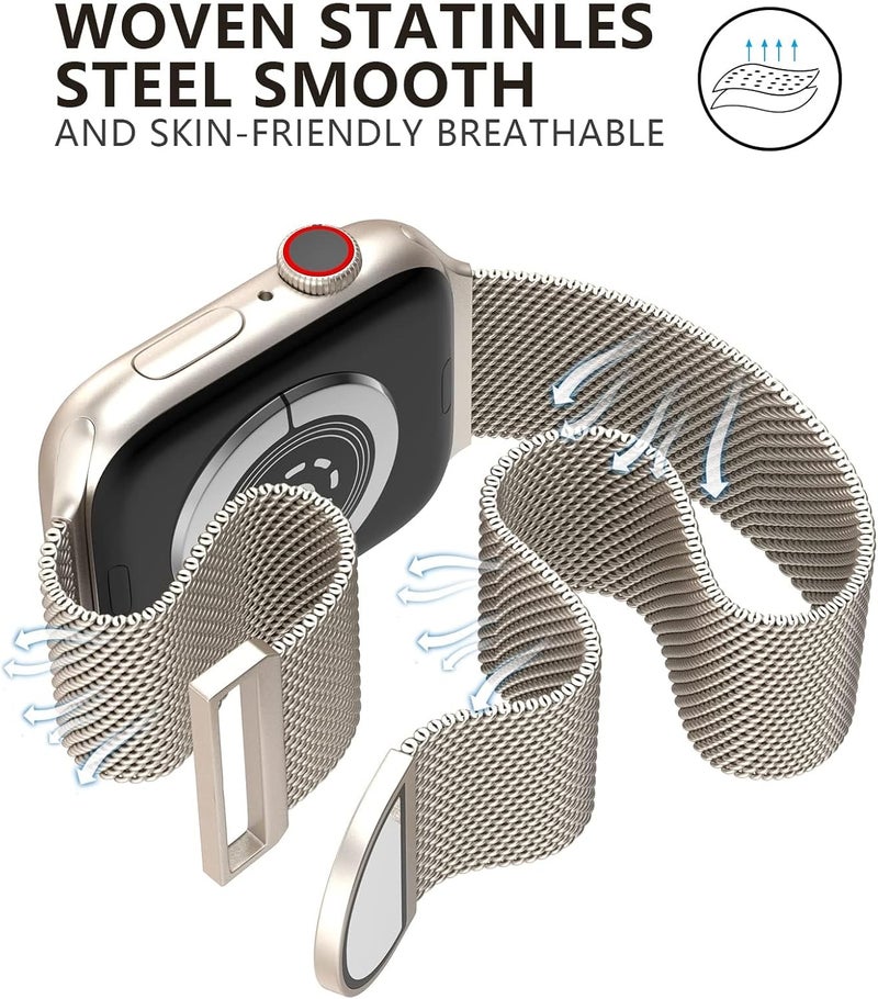 أنيوغرو متوافق مع سوار Apple Watch بمقاسات 49 مم و46 مم و44 مم و42 مم و41 مم و40 مم و38 مم للنساء والرجال، حزام معدني من الفولاذ المقاوم للصدأ مغناطيسي لسلسلة Ultra 3/2/1 و11 و10 و9 و8 و7 و6 و5 و4 و3 و2 وSE - Image 4