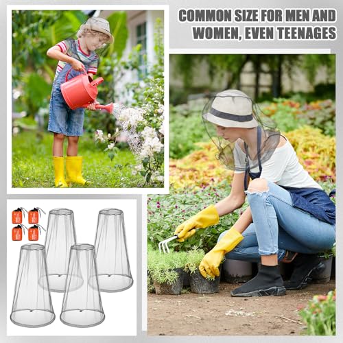 HESTYA 4 Pack Mosquito Face Mesh Protecting for Outdoor Hiking Camping Climbing Mosquito Fly Insects Preventing (Grey,Regular Size and Big Size) - Image 4