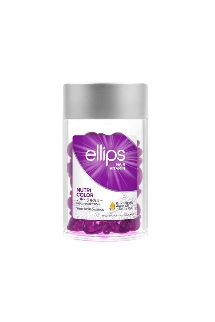 Ellipse Nourishing Hair Vitamin, 50 Capsules - Heat Protection Hair Oil for Color Treated Hair - Adds Shine and Smoothes Split Ends