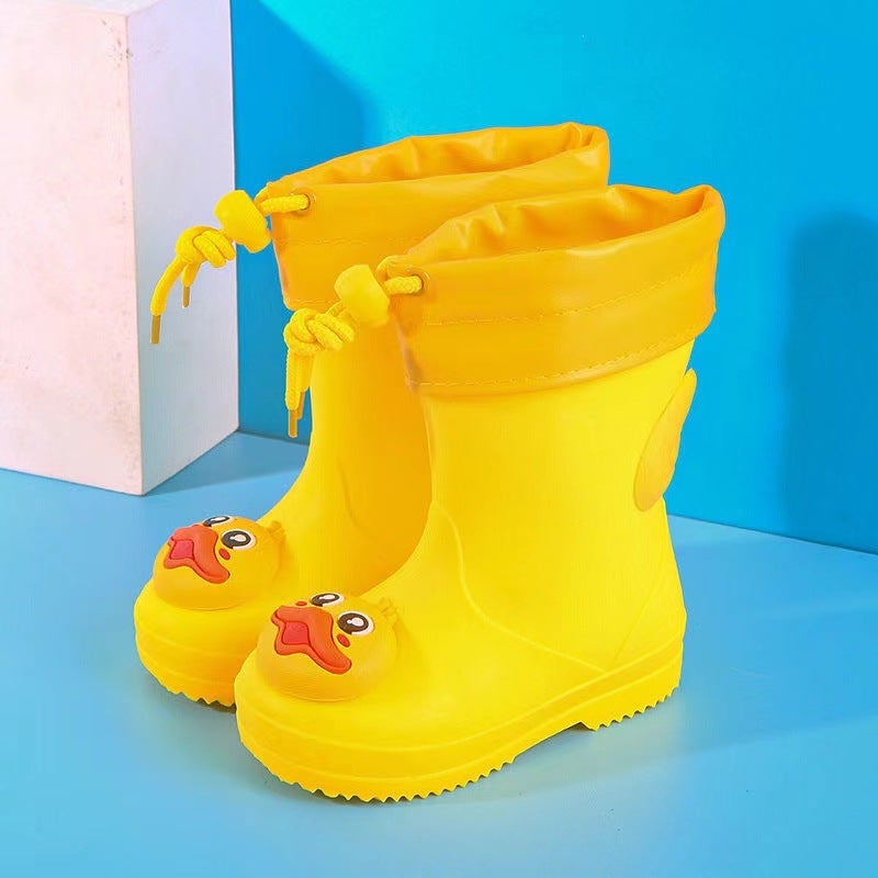 Children'S Rain Boots Kindergarten Baby New Girls' Non-Slip Waterproof Rain Boots Girdle Boys' Water Shoes Cartoon High Tube - Image 1