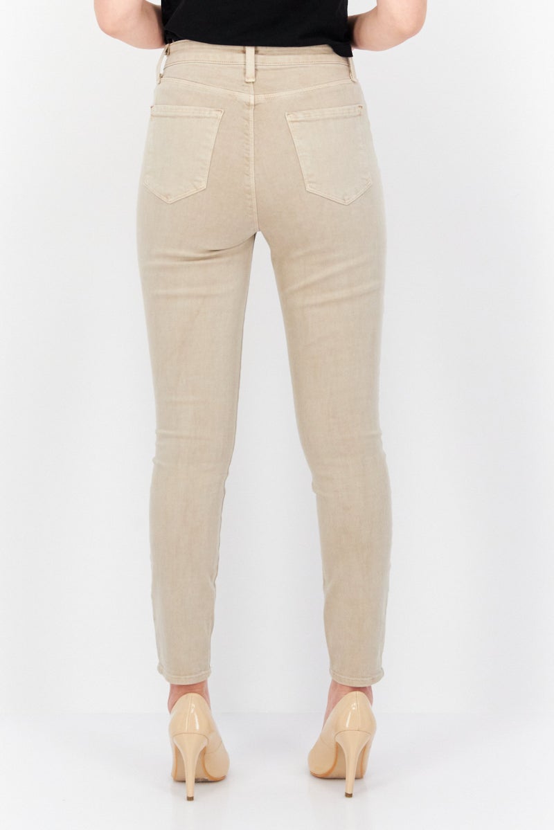 L'agence Women Regular Fit Plain Skinny Pants, Beige - Image 2