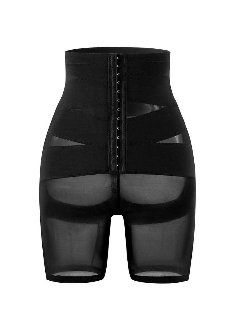 Loquat Womens Body Shaper Tummy Control buckle  Boxer Briefs Solid Color Cross Slim Waist Hip Lift Shapewear Underwear Hip Panties Black - Image 1