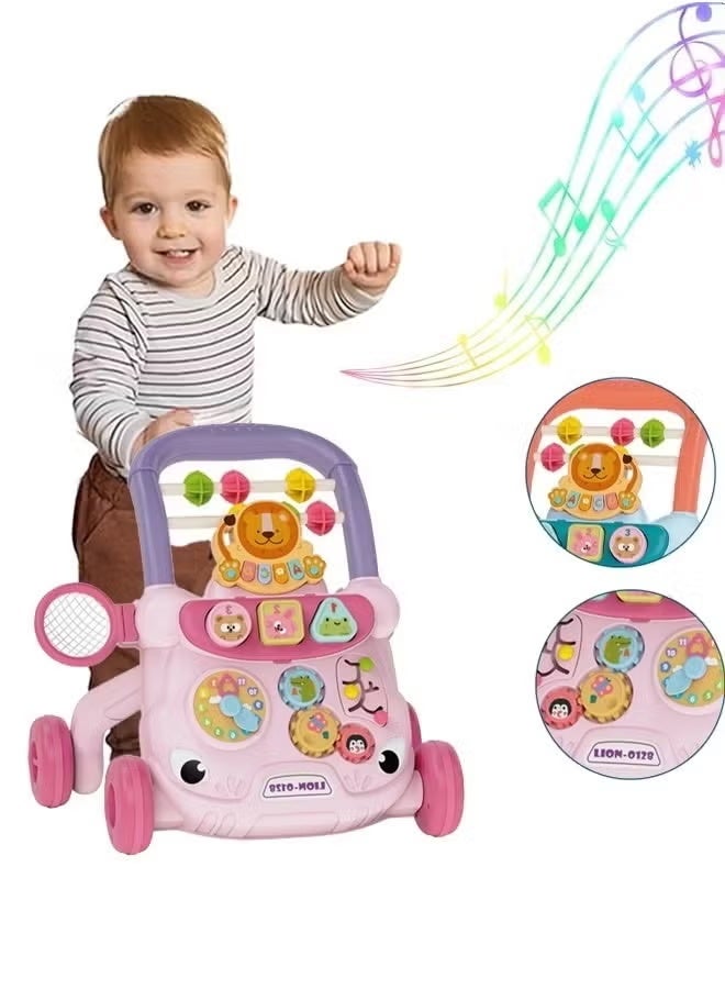 أيينجل مشاية أطفال، مشاية دفع متعددة الوظائف، مشاية أطفال مضادة للانقلاب، لعبة لوحة ألعاب متعددة الوظائف، مركز أنشطة للأطفال، لعبة تعلم الموسيقى للأطفال، هدية للعطلات، مناسبة للأولاد والبنات (وردي) - Image 1