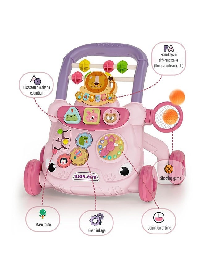 أيينجل مشاية أطفال، مشاية دفع متعددة الوظائف، مشاية أطفال مضادة للانقلاب، لعبة لوحة ألعاب متعددة الوظائف، مركز أنشطة للأطفال، لعبة تعلم الموسيقى للأطفال، هدية للعطلات، مناسبة للأولاد والبنات (وردي) - Image 5