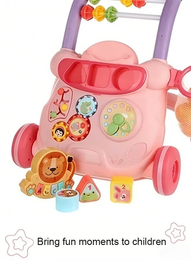 RIKON LIKO Baby walker ,multifunctional push walker, baby anti-rollover walker, multifunctional game panel toy, baby activity center, baby music learning toy, holiday gift, suitable for boys and girls (pink) - Image 4