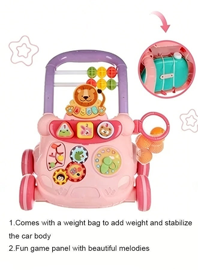 RIKON LIKO Baby walker ,multifunctional push walker, baby anti-rollover walker, multifunctional game panel toy, baby activity center, baby music learning toy, holiday gift, suitable for boys and girls (pink) - Image 5