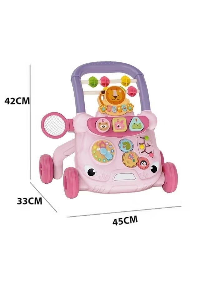 RIKON LIKO Baby walker ,multifunctional push walker, baby anti-rollover walker, multifunctional game panel toy, baby activity center, baby music learning toy, holiday gift, suitable for boys and girls (pink) - Image 2