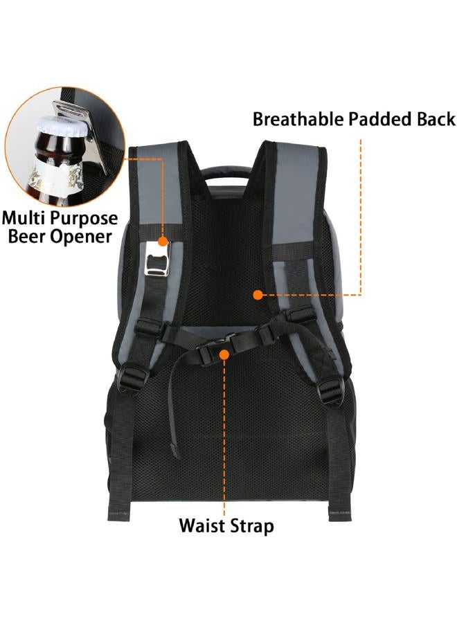 MATEIN Cooler Backpack 26 Cans Insulated Backpack Cooler Leakproof Double Deck Cooler Bag for Men Women Lightweight Soft Lunch Backpack with Cooler Compartment to Beach Picnics Hiking Work, Grey - Image 4