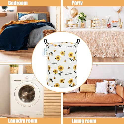 LANGYASHAN Storage Bin, Canvas Fabric Collapsible Organizer Basket for Laundry Hamper,Toy Bins,Gift Baskets, Bedroom, Clothes,Baby Nursery (Sunflower) - Image 3