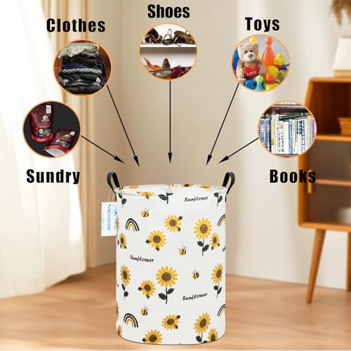 LANGYASHAN Storage Bin, Canvas Fabric Collapsible Organizer Basket for Laundry Hamper,Toy Bins,Gift Baskets, Bedroom, Clothes,Baby Nursery (Sunflower) - Image 4