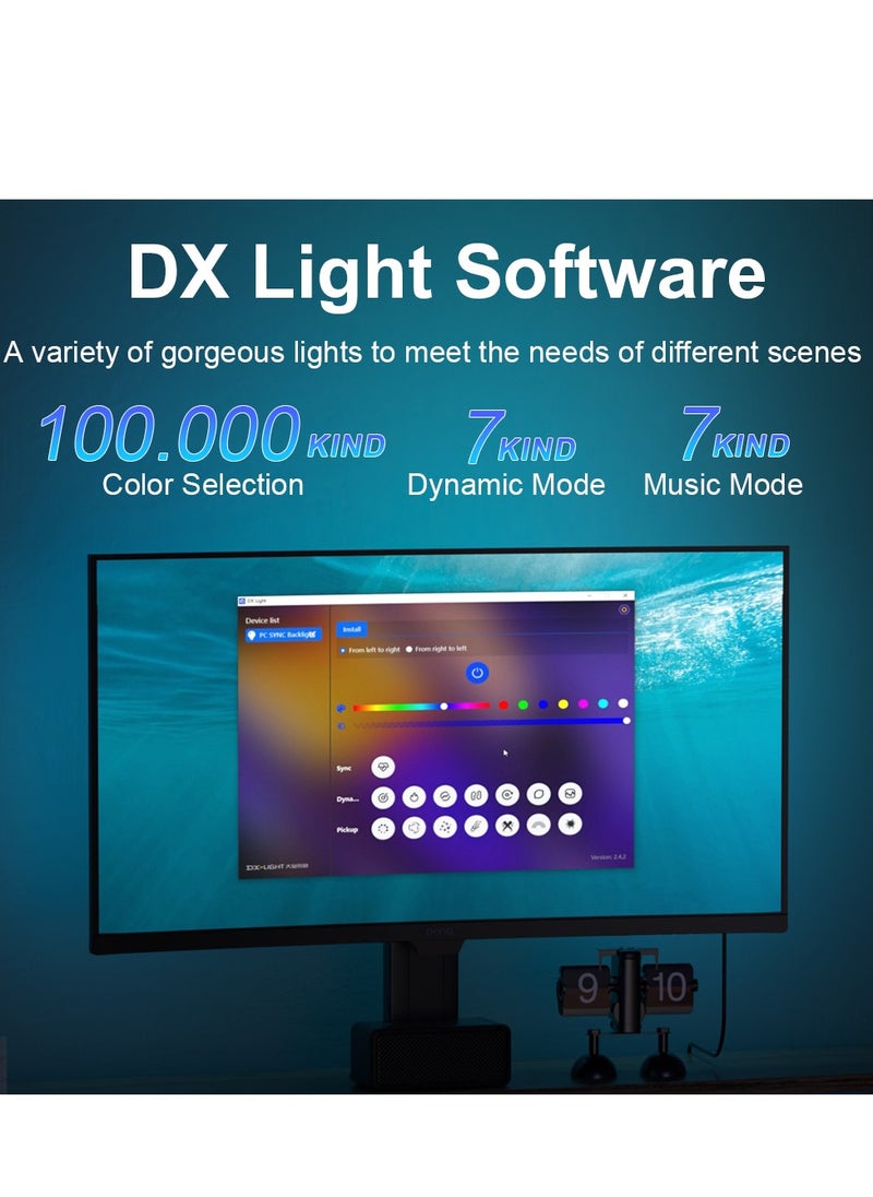 Furtey - 24in Monitor Led Backlights, Led Strip Lights That Sync with Screen Color or Music, RGB Atmosphere Light Bar Behind Monitor, Usb Interface, Software Control, Supports Pc or Ma ﻿ (24 inches) - Image 1