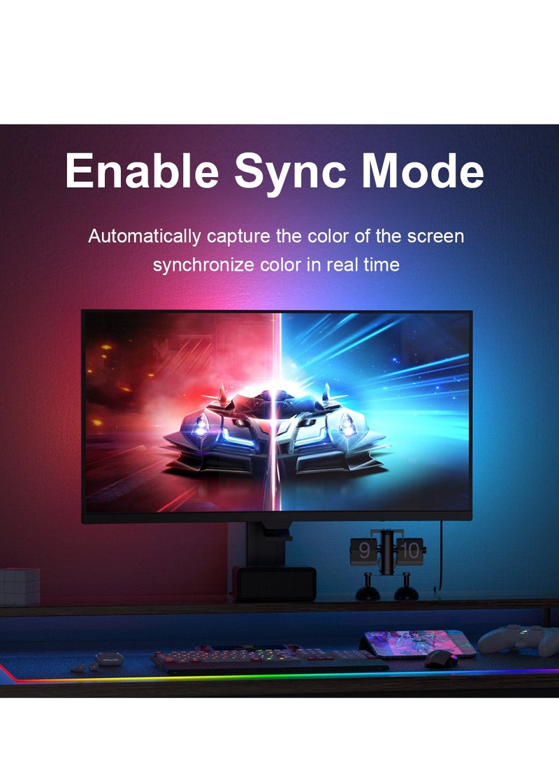 Furtey - 24in Monitor Led Backlights, Led Strip Lights That Sync with Screen Color or Music, RGB Atmosphere Light Bar Behind Monitor, Usb Interface, Software Control, Supports Pc or Ma ﻿ (24 inches) - Image 1