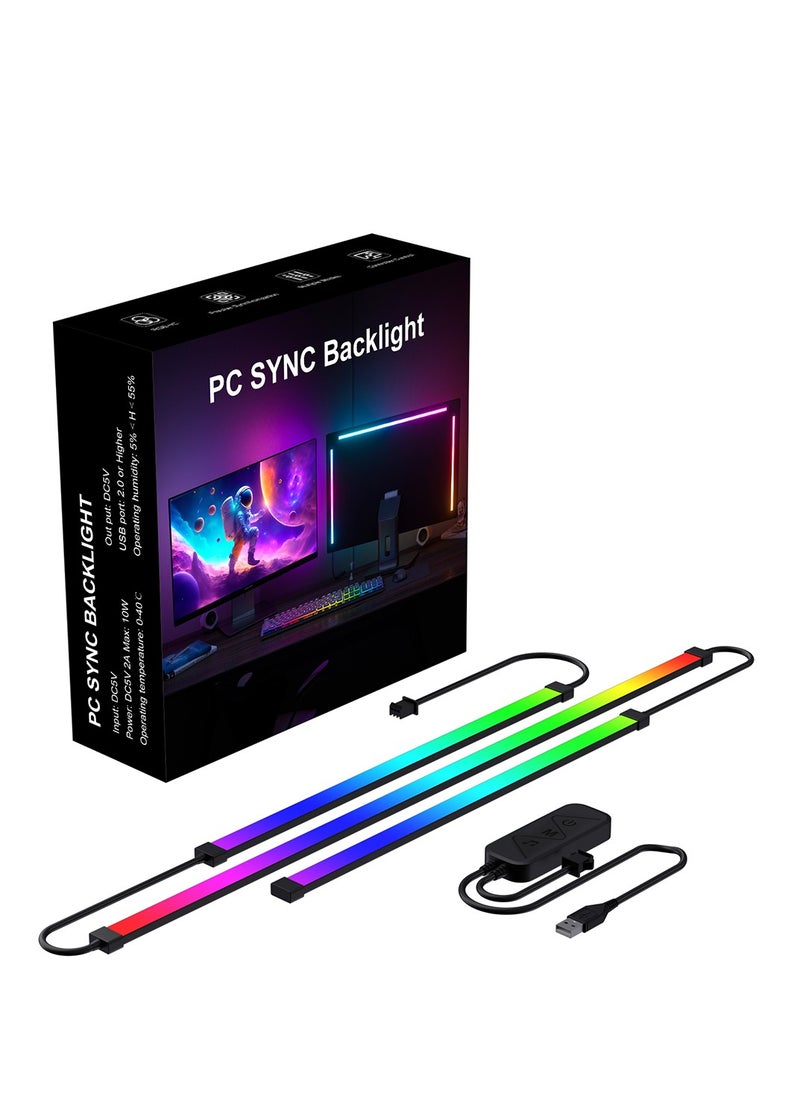 Furtey - 24in Monitor Led Backlights, Led Strip Lights That Sync with Screen Color or Music, RGB Atmosphere Light Bar Behind Monitor, Usb Interface, Software Control, Supports Pc or Ma ﻿ (24 inches) - Image 1