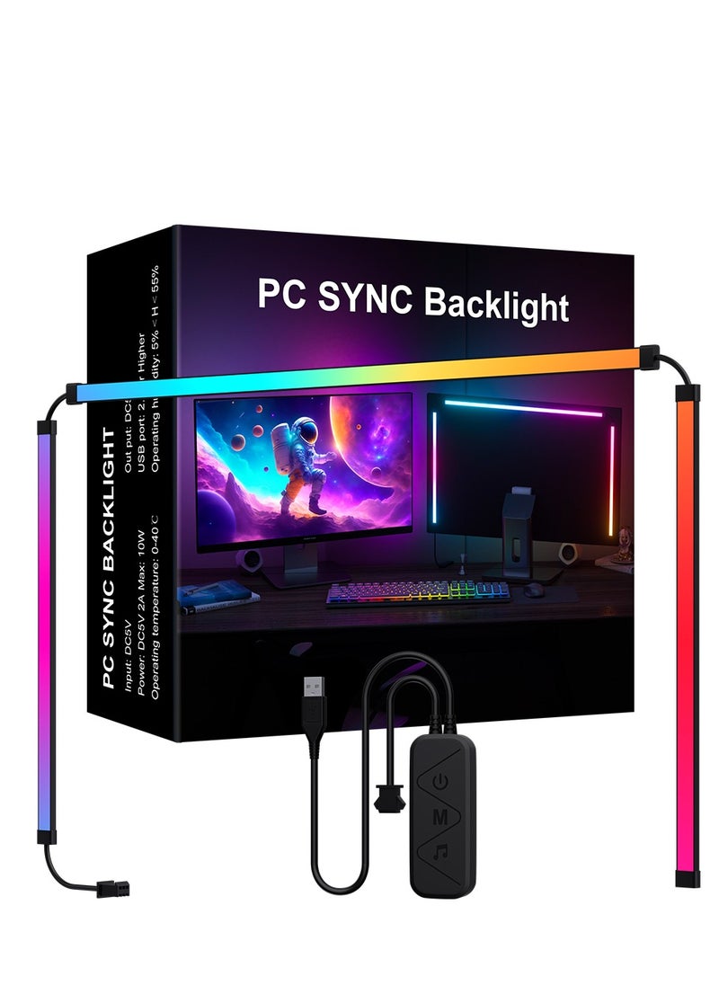 Furtey - 24in Monitor Led Backlights, Led Strip Lights That Sync with Screen Color or Music, RGB Atmosphere Light Bar Behind Monitor, Usb Interface, Software Control, Supports Pc or Ma ﻿ (24 inches) - Image 1