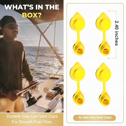 Mr. Yellow Cap 4pcs Blitz Gas Can Vents For Plastic Gas Cans - Plastic Gas Can Vent Caps Replacement, Gas Can Breather Vent Kit, Fuel Vent Caps For Gas Cans Suitable ForPlastic And Metal Fuel Jugs - Image 2