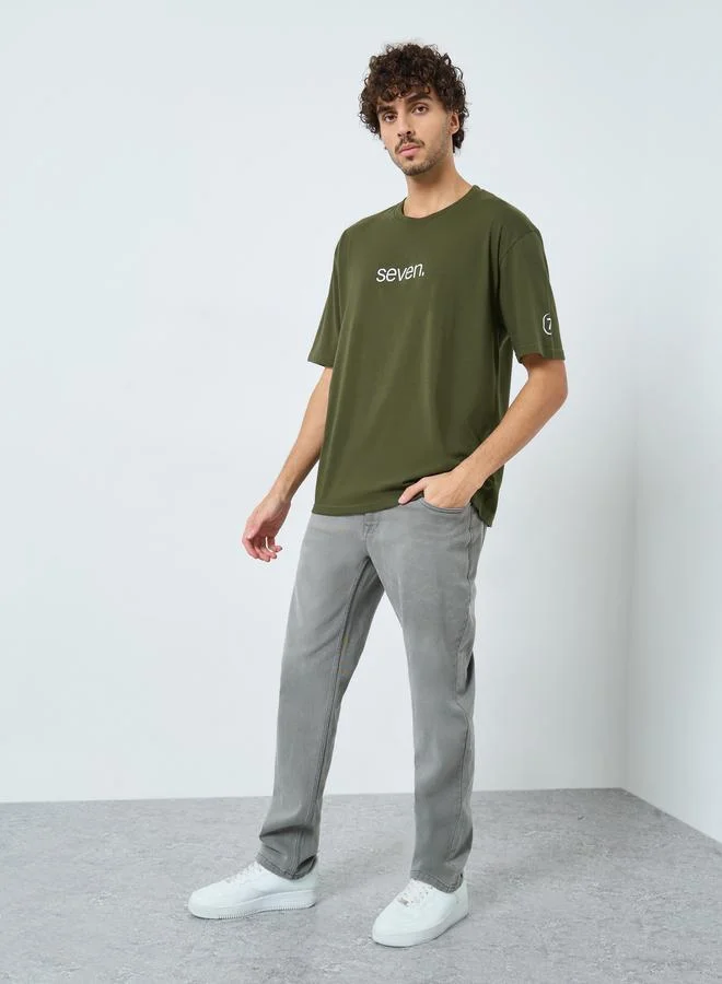 Styli Slogan Print Oversized T-Shirt