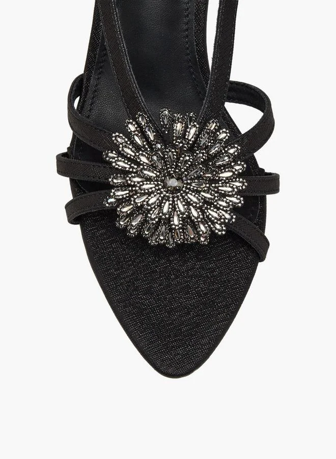 Flora Bella By Shoexpress BLACK Flora Bella Women Embellished Stiletto Heel Sandals for Women | Best Price UAE