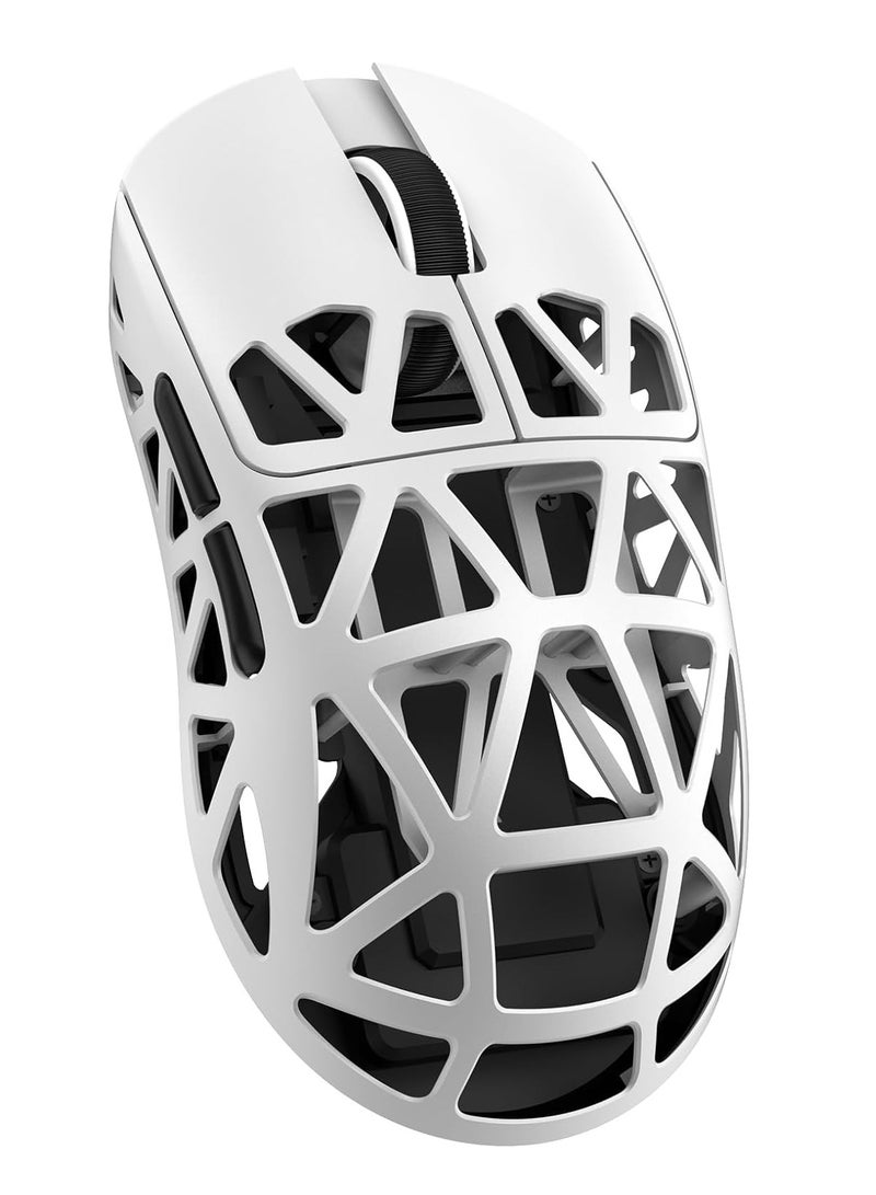 هجوم القرش ماوس ألعاب خفيف الوزن للغاية 48 جرام R2، مصنوع من سبيكة المغنيسيوم بتصميم معدني CNC أنيق، مستشعر PixArt بدقة تصل إلى 42000 نقطة في البوصة واستجابة لاسلكية 8000 هرتز، يدعم 3 أوضاع اتصال (سلكي من النوع C، بلوتوث، 2.4 جيجا)، تحكم فائق السرعة ودقة حركة مثالية، برنامج تحكم سحابي بدون تحميل لتخصيص الأزرار والماكرو، تصميم مريح مناسب للألعاب والتصميم والعمل - أبيض - Image 1