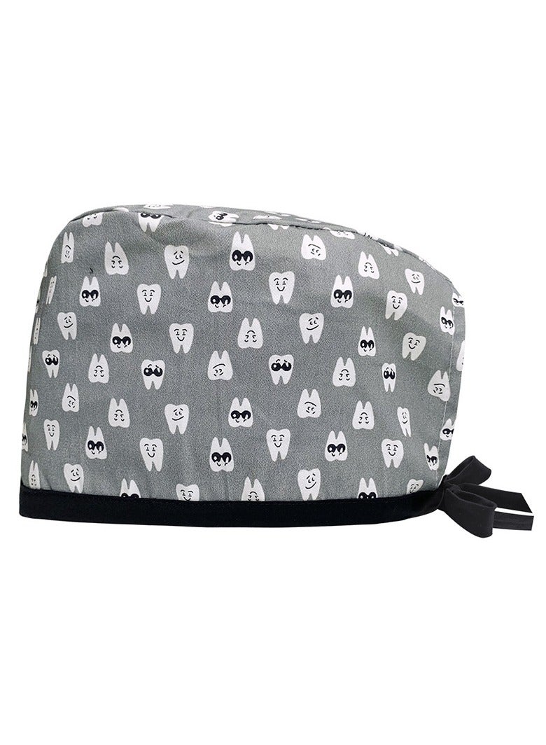 KUYING Cotton Printed Surgical Cap Strap Adjustable Medical Work Cap 