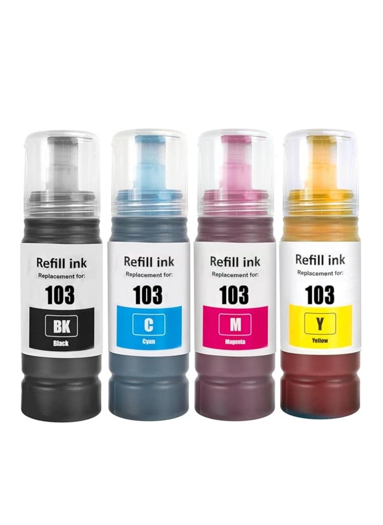 Terabyte 103 Ink Compatible with Epson 103 C13T00S64A Ink Cartridges Bottle Multipack for L1200 L1210 L1250 L3100 L3110 L3111 L3116 L3150 L3151 (4 Pack, BK/C/M/Y)  - Image 1