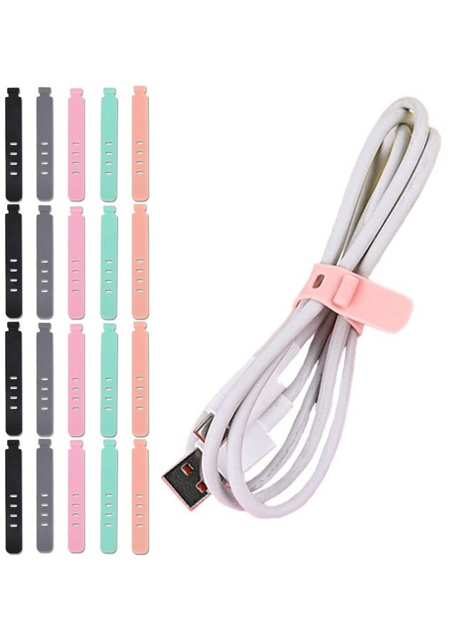 Bowiemall Adjustable Cord Organizer 20Pcs Cable Ties Cable Management Cord Straps ReusableCable Management Wire Straps for Home Office Data Centers USB Desk Electronics Accessories Organizing - Image 1