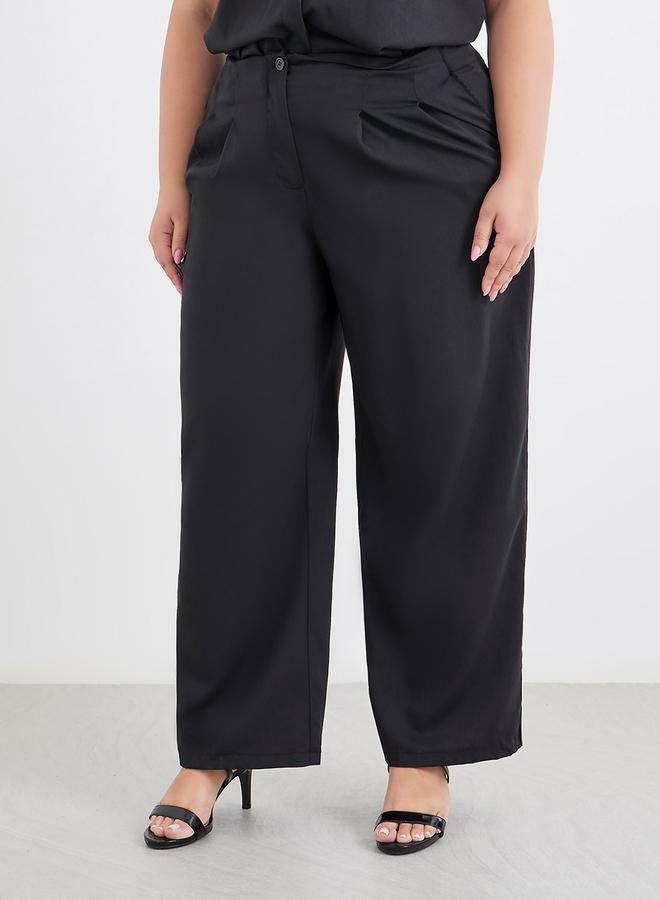 Styli Plus Size Black Solid Shirt and Wide Leg Pants Co-Ords - Image 5