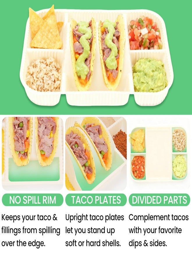 Kiicii 4-Compartment Disposable Taco Plates for 2 Tacos & 4 Sides | Extra-Deep Raised Edge| Biodegradable Cornstarch| Microwave Safe | Perfect for Tuesday, Parties, Fiesta, Nights, Bars | 50-Pack - Image 5