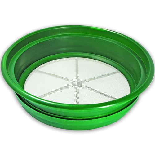 SE 13.25 Inch Wide Stackable Classifier Gold Prospecting Pan - 1/20 Inch Stainless Steel Mesh Sifting Pan, Green - Image 1