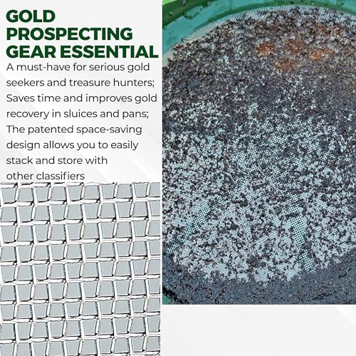 SE 13.25 Inch Wide Stackable Classifier Gold Prospecting Pan - 1/20 Inch Stainless Steel Mesh Sifting Pan, Green - Image 5
