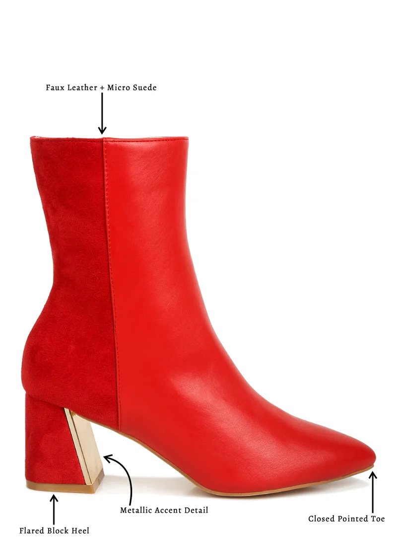 London Rag Red Suede Back Panel High Ankle Boots