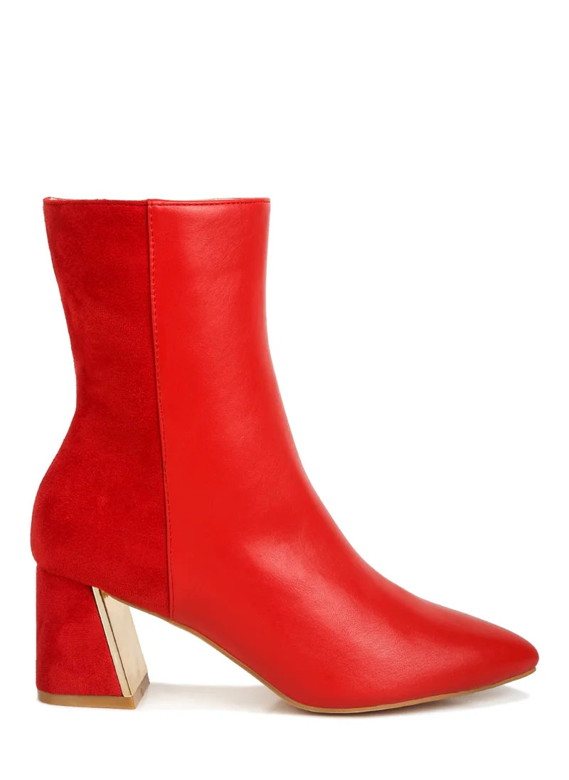 London Rag Red Suede Back Panel High Ankle Boots