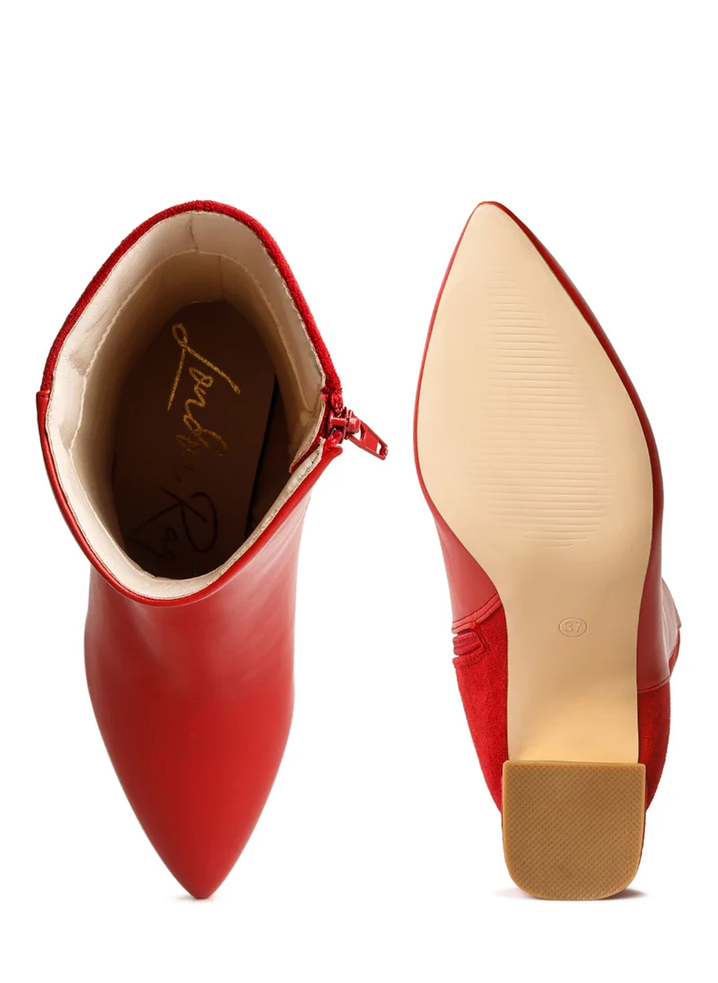 London Rag Red Suede Back Panel High Ankle Boots