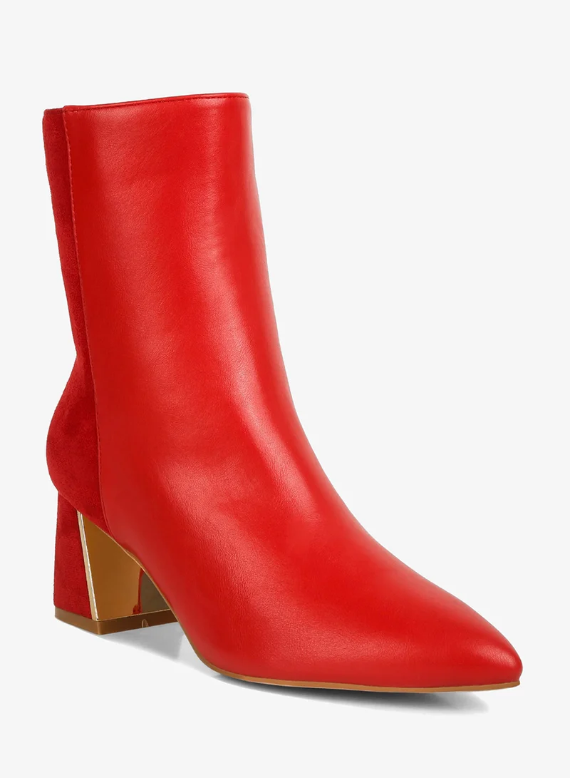 London Rag Red Suede Back Panel High Ankle Boots