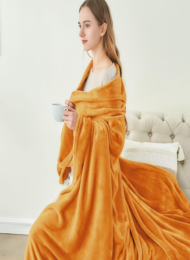 BEDELITE Burnt Orange Throw Blankets for Couch & Bed, 300GSM Luxury Plush Cozy Fleece Blanket 50" x 60", Super Soft Lightweight Fall Blanket for Travel Camping - Image 4