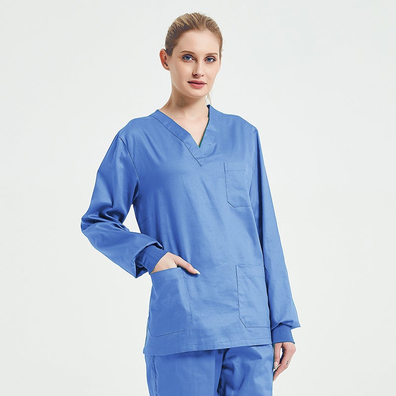 Long-Sleeved Men'S And Women'S Hand-Washing Clothing Nurse'S Clothing Short-Sleeved Operating Room Cotton Overalls Oral Medicine Elastic Hand-Washing Clothing - Image 1