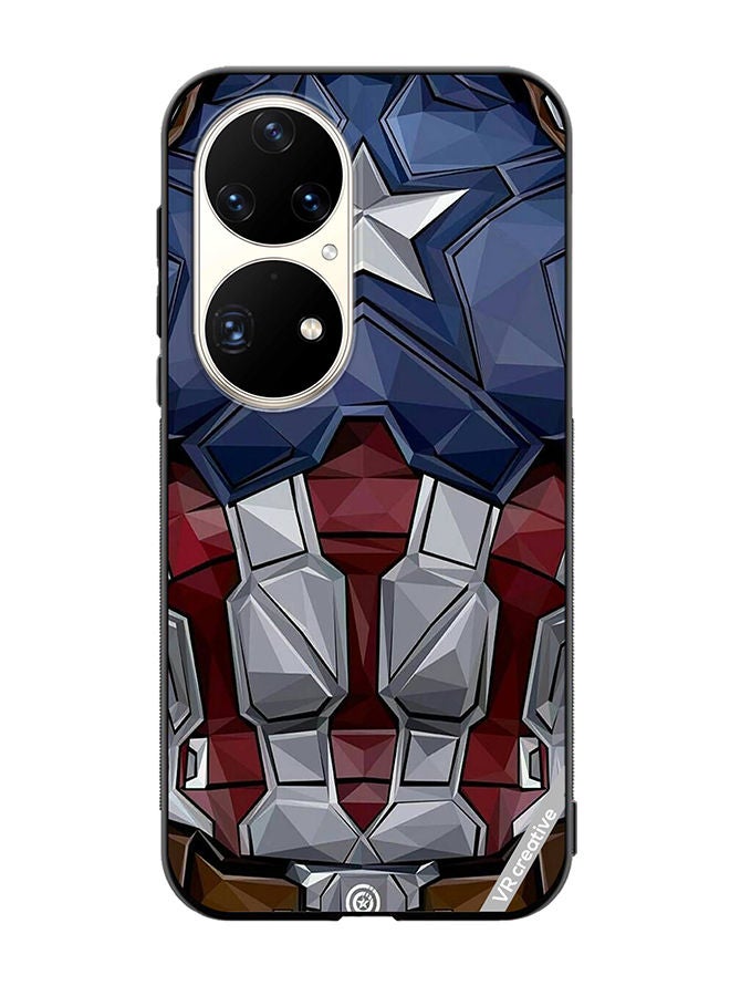 VR CREATIVE Protective Case Cover For Huawei P50 Pro Captain America Suit Design Multicolour - Image 1