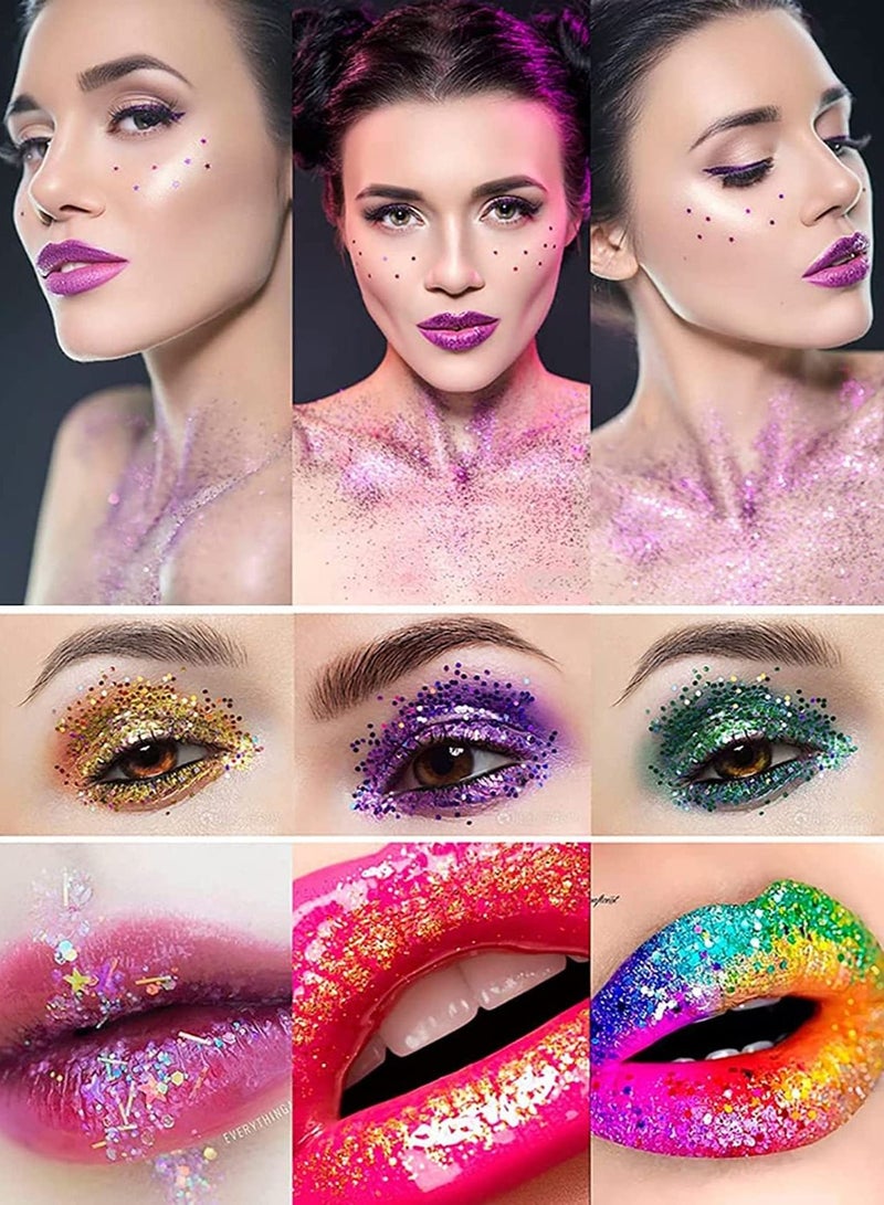 SYOSI Holographic Chunky Glitter, 12 Color Mixology Craft Powder for Epoxy Resin /Tumblers /Slime, Sequins Festival Decor, Fine for Face Body Eye Hair Nail - Image 2