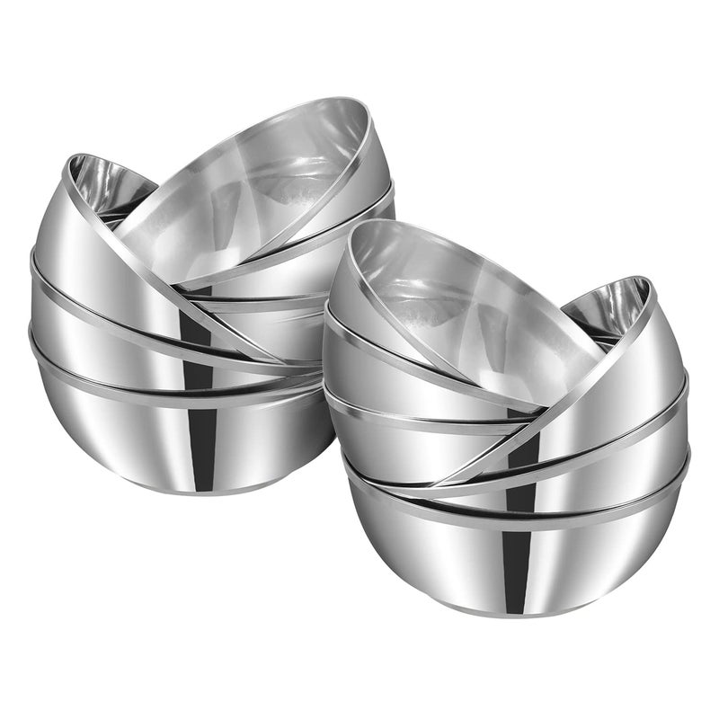 Kraft- follow your imagination Kraft Stainless Steel Kraft Serving Bowl Set of 12 Pcs - 10cm (Medium) | Ice Cream, Desert, Fruits, Rice Katori/Vati Set | Food Grade, Mirror Finish | 2 Years Warranty - Silver - Image 1