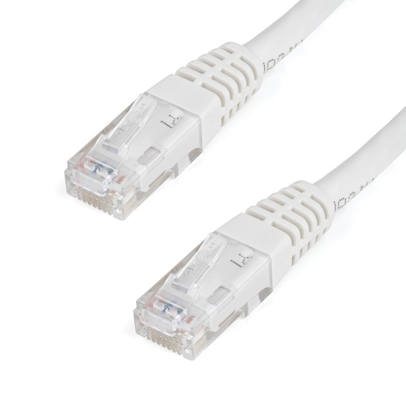 StarTech.com 3ft CAT6 Ethernet Cable - White CAT 6 Gigabit Ethernet Wire -650MHz 100W PoE++ RJ45 UTP Molded Category 6 Network/Patch Cord w/Strain Relief/Fluke Tested UL/TIA Certified (C6PATCH3WH) - Image 1