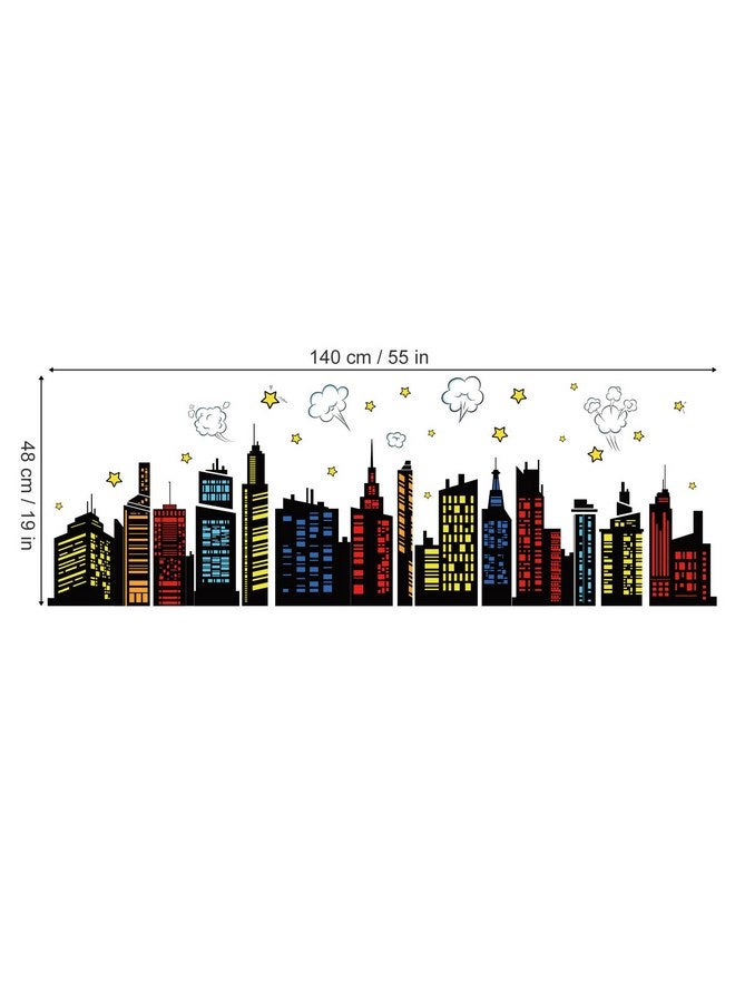 decalmile Colorful City Skyline Wall Decals Hero City Building Stars Wall Stickers Bedroom Playroom Toddler Room Wall Decor - Image 5