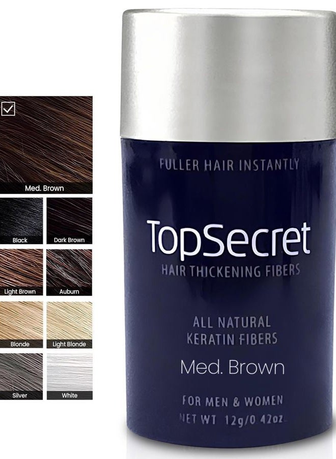 Top secret Hair Thickening Building Fibers Refills - Undetectable & Natural Hair Filler - for Men & Women - Instantly Fill In Fine Thinning Hair - Weather & Sweat Resistant (Medium Brown, Regular) - Image 1