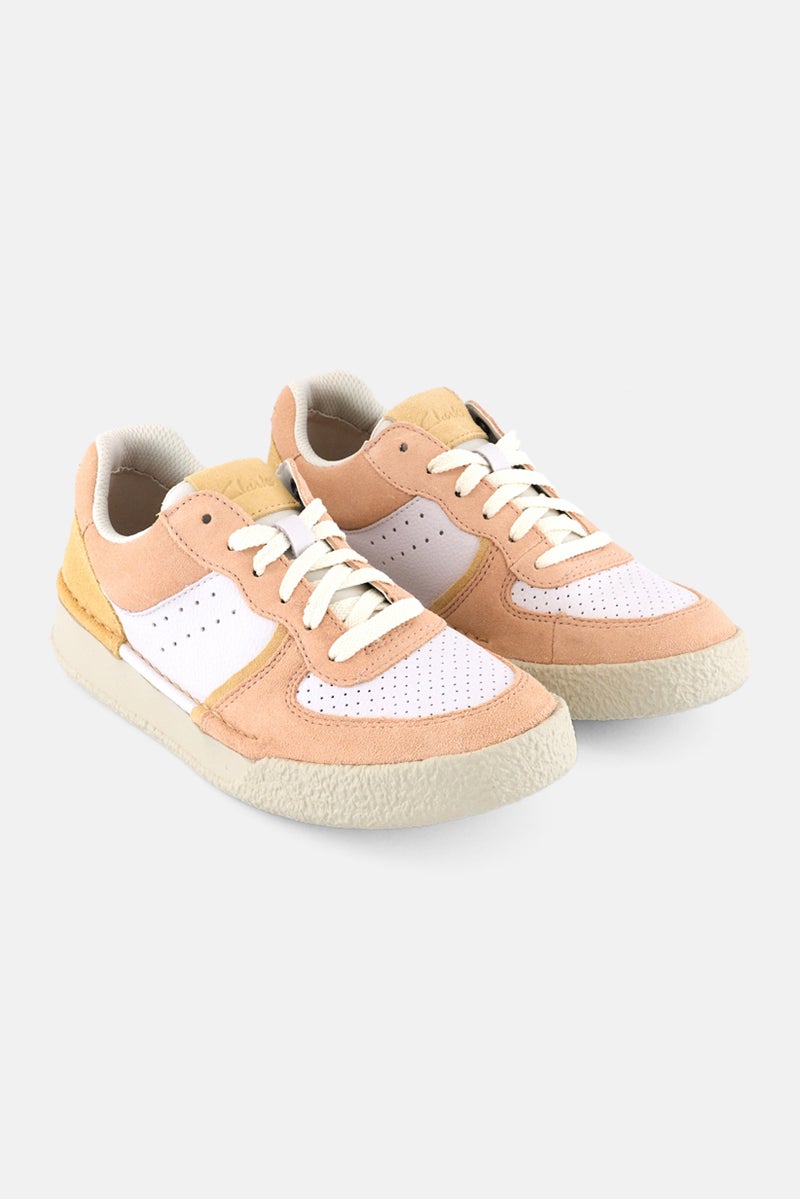 clarks Women Craftcup Court Lace Up Shoes, Pale Peach  - Image 1