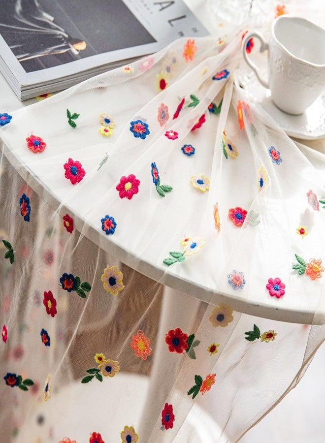 FYSUIMU Daisy Floral Embroidered Lace Table Runner 60 x 87 Inch Spring Summer Flower Table Cloth Rectangle Table Cover for Indoor Home Kitchen Party Dining Table Decoration - Image 4