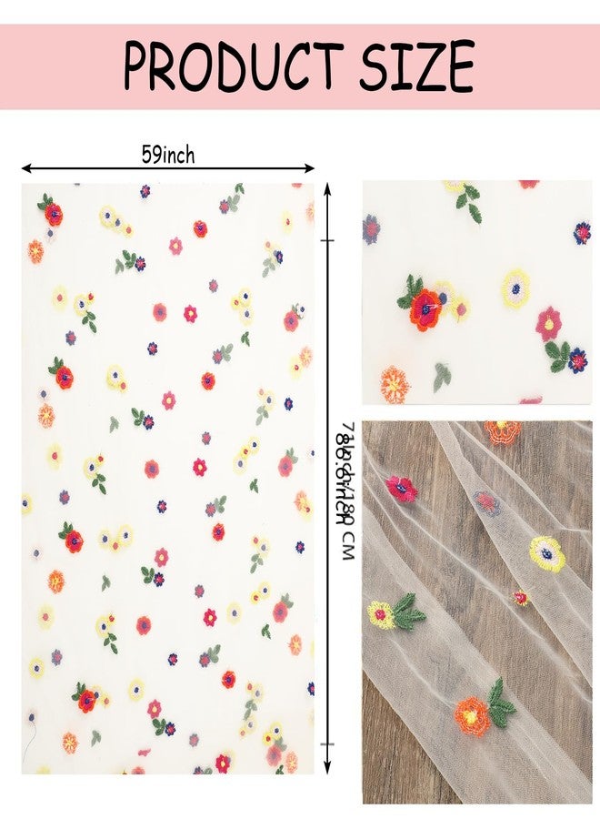 FYSUIMU Daisy Floral Embroidered Lace Table Runner 60 x 87 Inch Spring Summer Flower Table Cloth Rectangle Table Cover for Indoor Home Kitchen Party Dining Table Decoration - Image 2